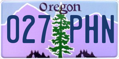 OR license plate 027PHN