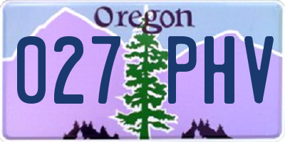 OR license plate 027PHV