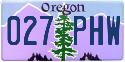 OR license plate 027PHW