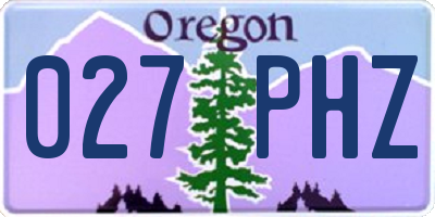 OR license plate 027PHZ