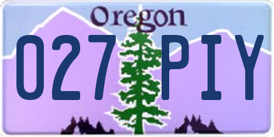 OR license plate 027PIY