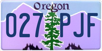 OR license plate 027PJF