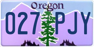 OR license plate 027PJY