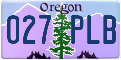 OR license plate 027PLB