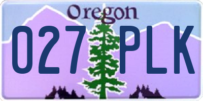 OR license plate 027PLK