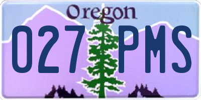 OR license plate 027PMS