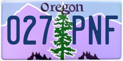 OR license plate 027PNF