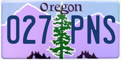 OR license plate 027PNS