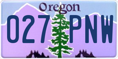 OR license plate 027PNW