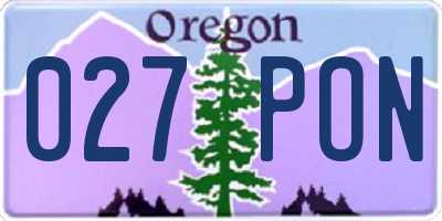OR license plate 027PON