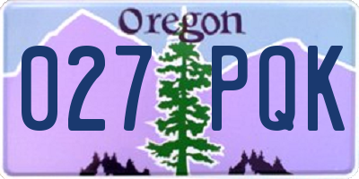 OR license plate 027PQK