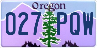 OR license plate 027PQW
