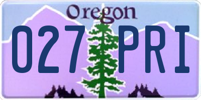OR license plate 027PRI