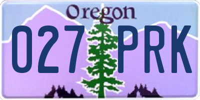 OR license plate 027PRK