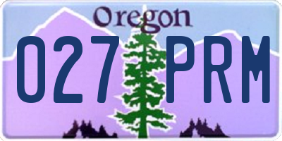 OR license plate 027PRM