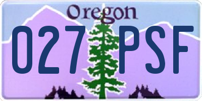 OR license plate 027PSF