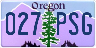 OR license plate 027PSG