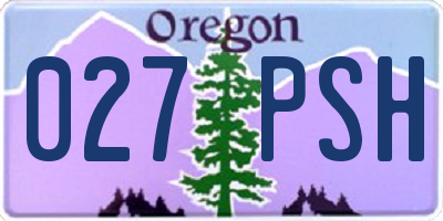 OR license plate 027PSH