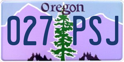 OR license plate 027PSJ