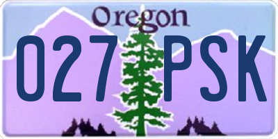 OR license plate 027PSK