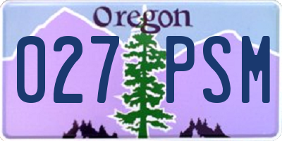 OR license plate 027PSM