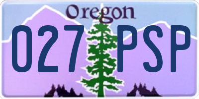 OR license plate 027PSP