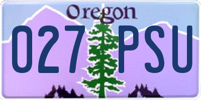 OR license plate 027PSU