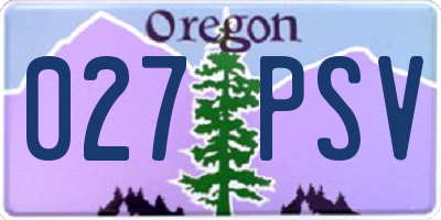 OR license plate 027PSV