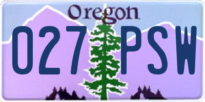 OR license plate 027PSW