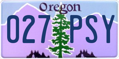 OR license plate 027PSY