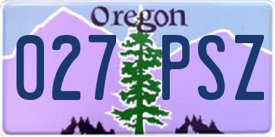 OR license plate 027PSZ