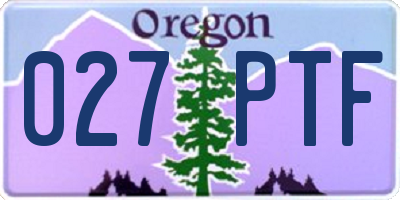 OR license plate 027PTF