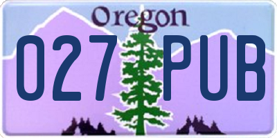 OR license plate 027PUB