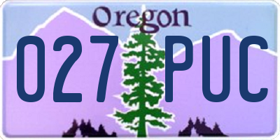 OR license plate 027PUC