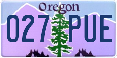 OR license plate 027PUE