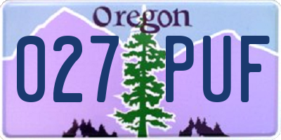 OR license plate 027PUF