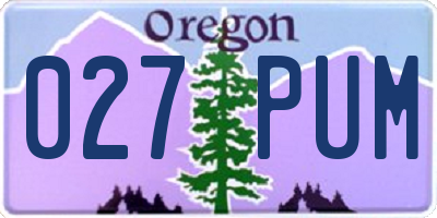 OR license plate 027PUM