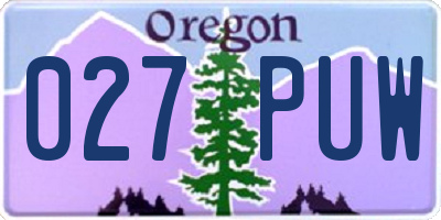 OR license plate 027PUW