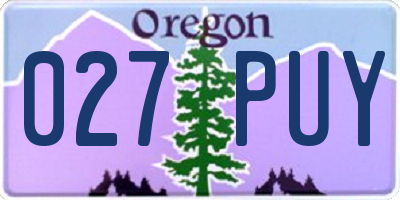 OR license plate 027PUY