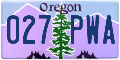 OR license plate 027PWA