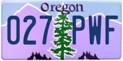 OR license plate 027PWF