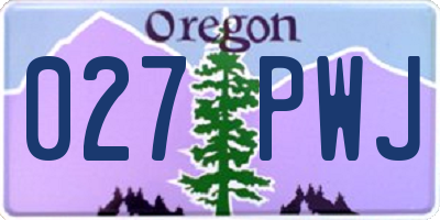OR license plate 027PWJ