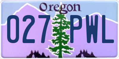 OR license plate 027PWL