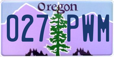 OR license plate 027PWM