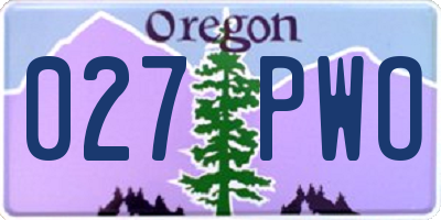 OR license plate 027PWO