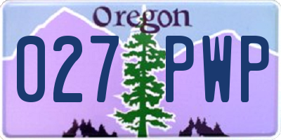 OR license plate 027PWP