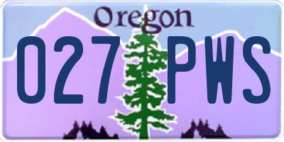 OR license plate 027PWS