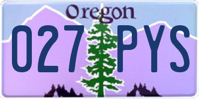 OR license plate 027PYS