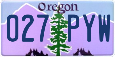 OR license plate 027PYW