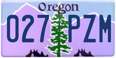 OR license plate 027PZM